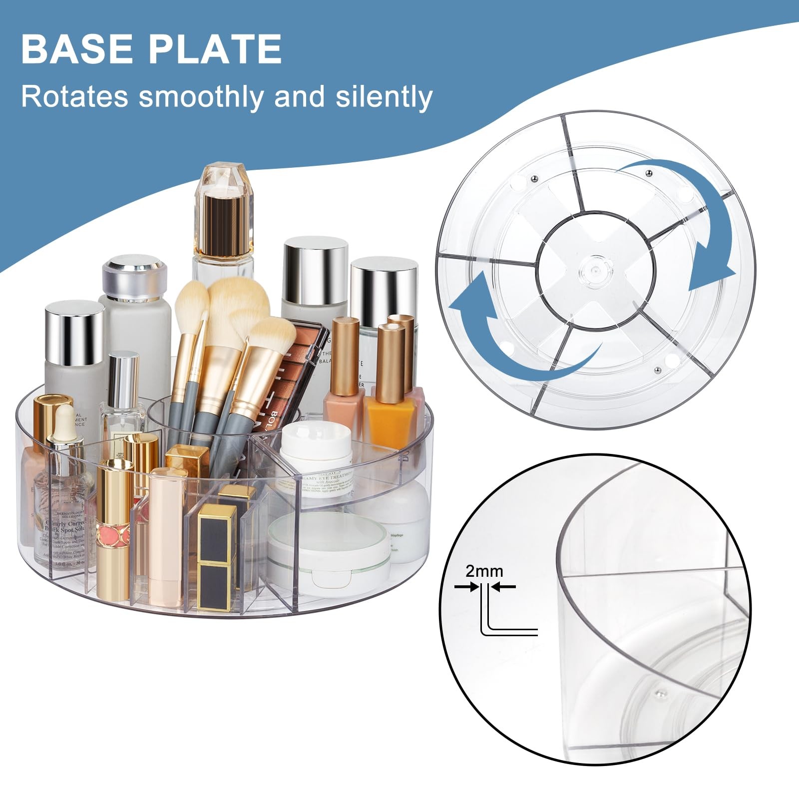 360° Rotating Makeup Organizer, 10″ Clear Turntable Lazy Susan 10″,