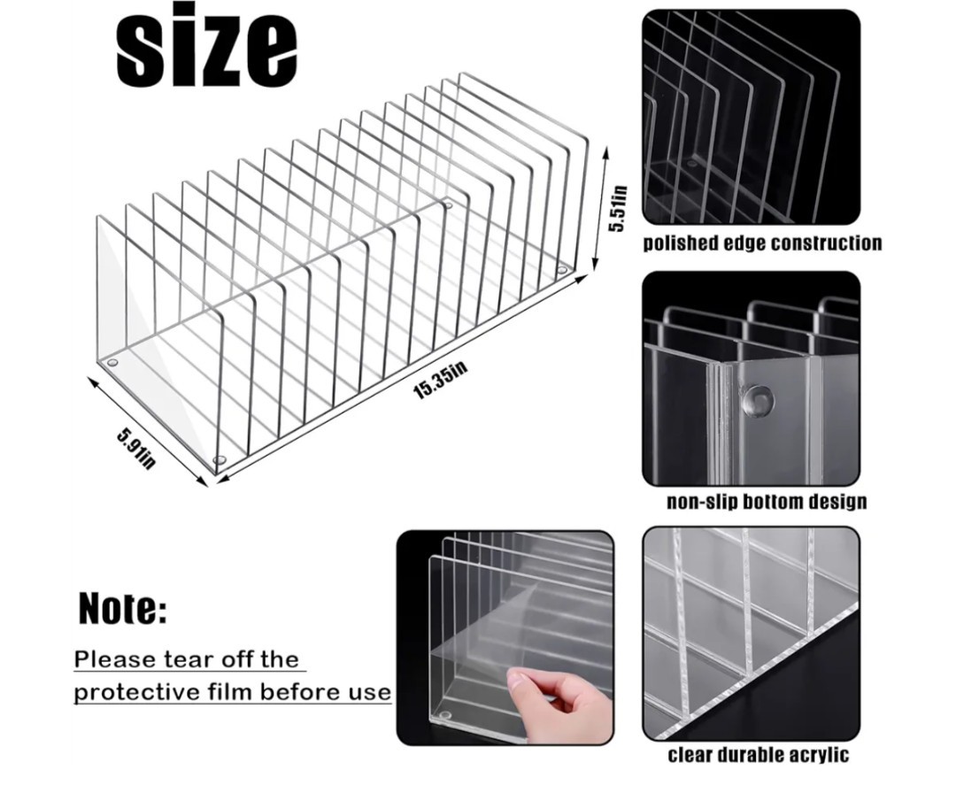 Acrylic Desk Top Organizer 15 Compartment for Books Files INCLUDES 2 Organizers