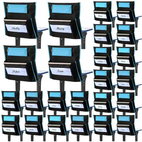 24 Pcs 17“ x 15.5“ Chair Pockets for Classroom Chair Organizer with Pencil Ca…
