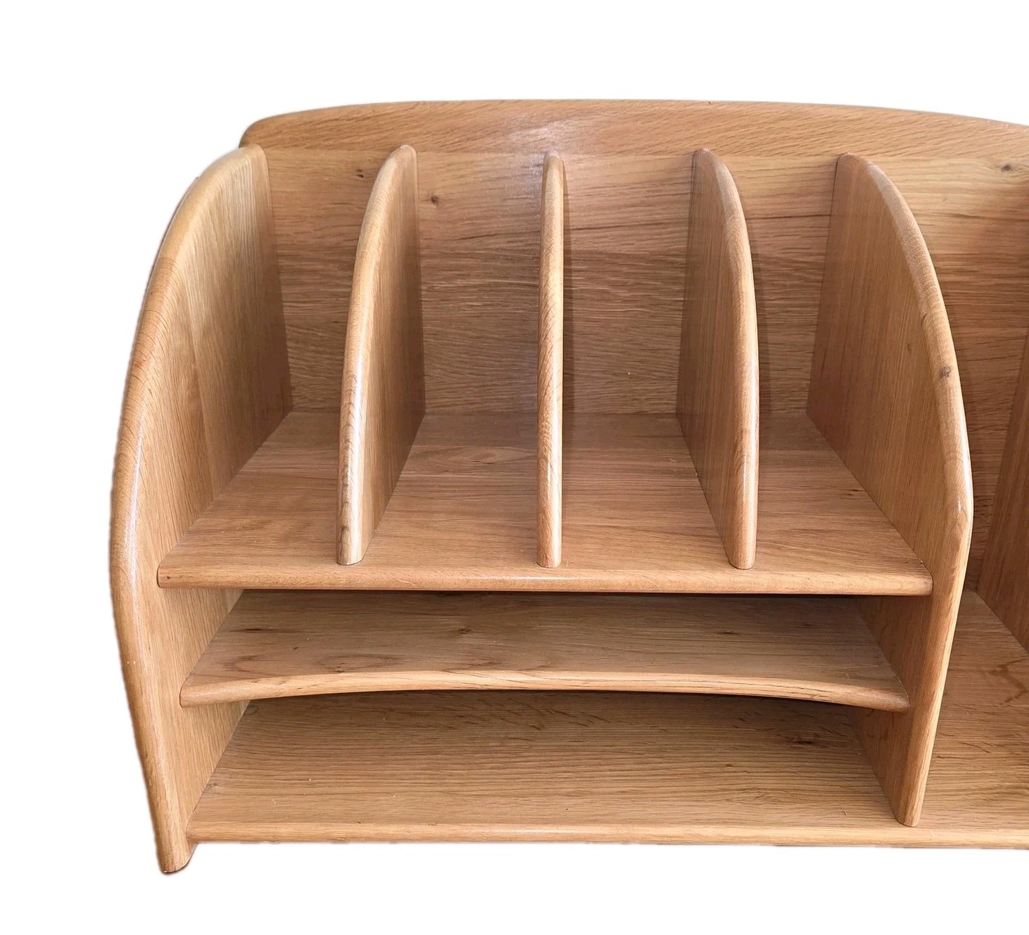 Wood Wooden Desk Top Organizer Julie Pomerantz Books Paper Files Bills Notebooks