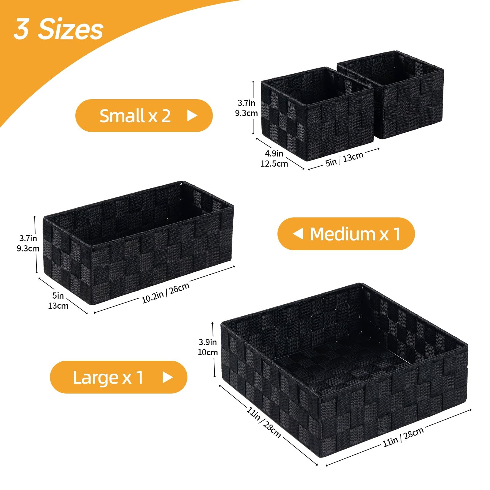 Small Black Baskets Cube Bin Container Tote,Woven Storage Baskets for Organiz…