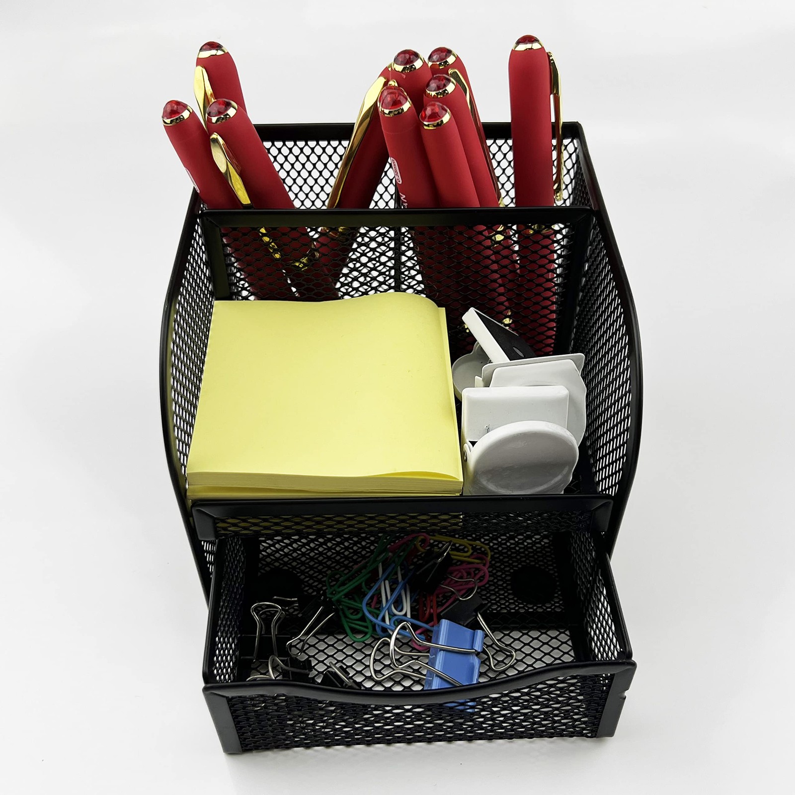T11, Black Square Metal Wire Mesh Pencil Holder, Pencil Cup, Pen Holder, Desk…