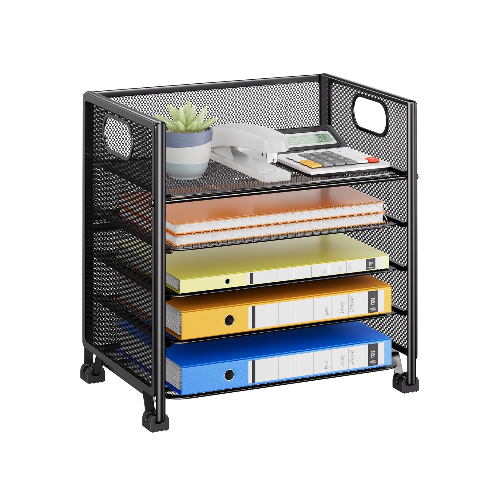 Simple Trending 5Tier Letter Tray Organizer, Metal Mesh File Holder, Black