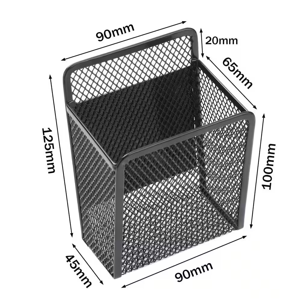 1 Pack Magnetic Mesh Pencil Holder Black Strong Magnet Organizer for Whiteboard