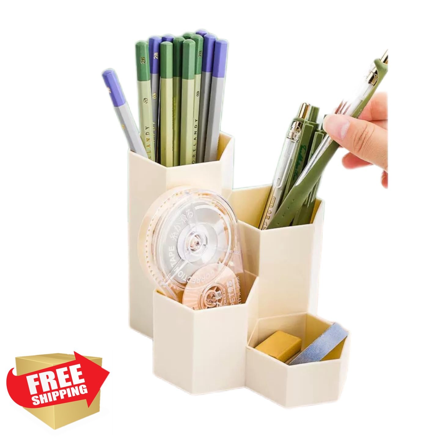 Saikvi White L-Shape Pen Holder
