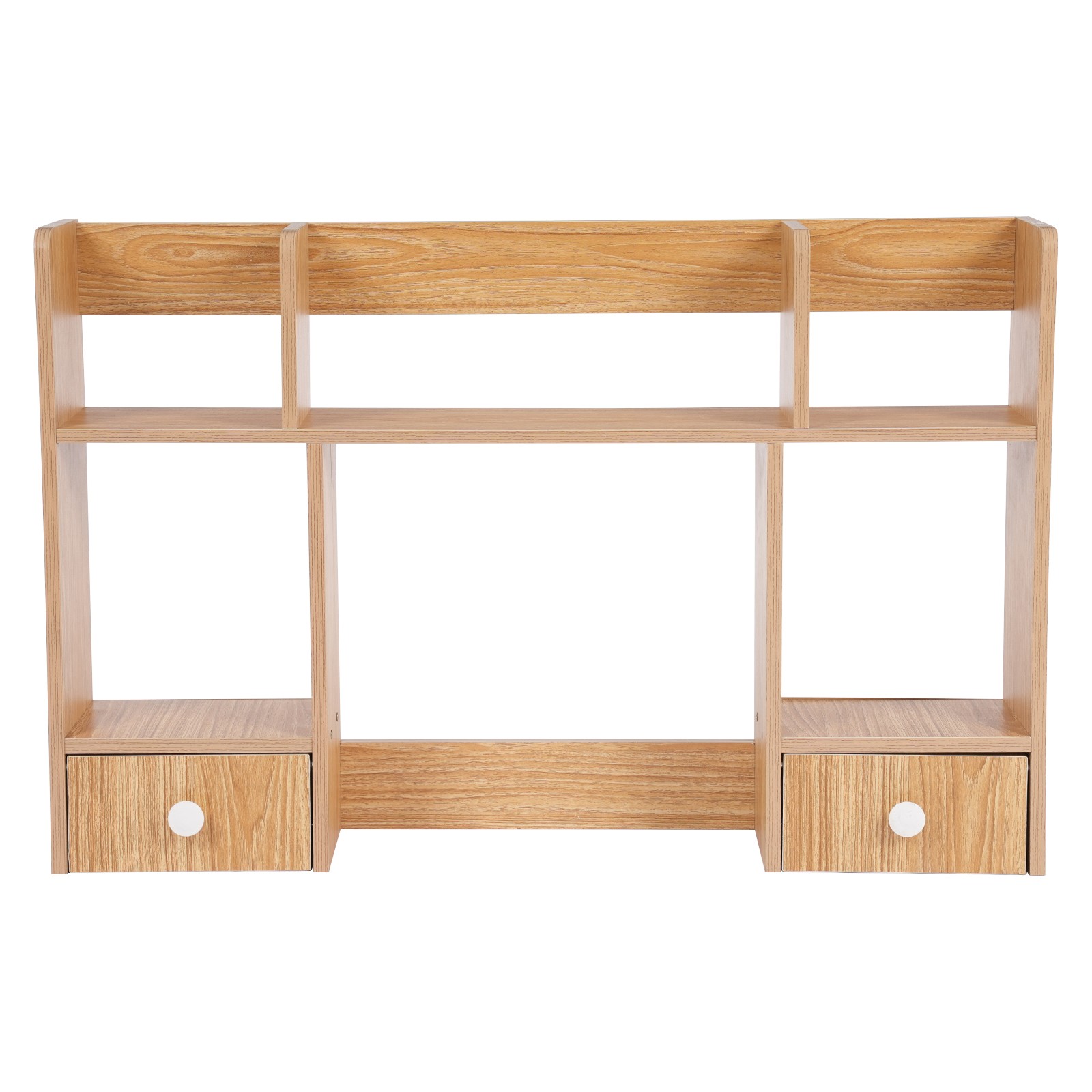 Double Layer Three Grid Two Drawer Desktop Storage Rack, Office Storage Rack