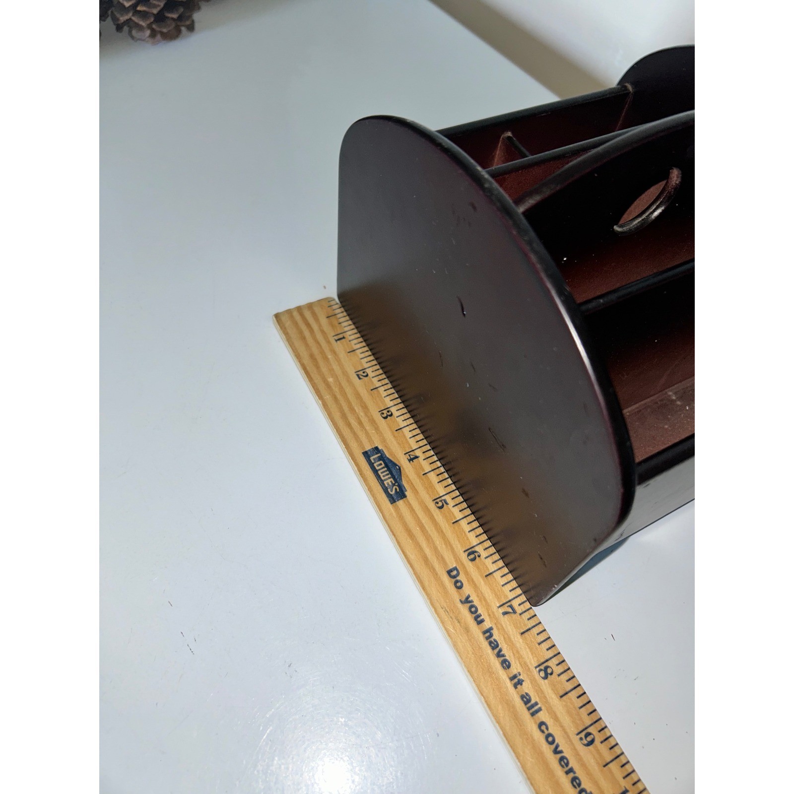 Vtg Dark Wood Desk Organizer Mail Sorter Mahogany Finish Office Storage Swivel