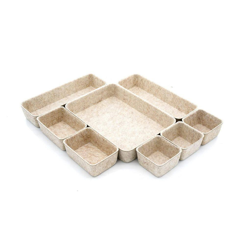 Oatmeal 10.6 In. X 7.5 In. Recycled Felt Scandin.Avian Style Desk Drawer Organiz