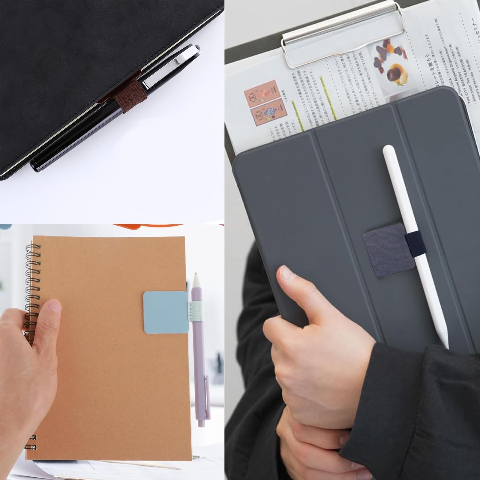 Pen Holder for Notebook 12 Pack Self-Adhesive Leather Pencil Holders Elastic …