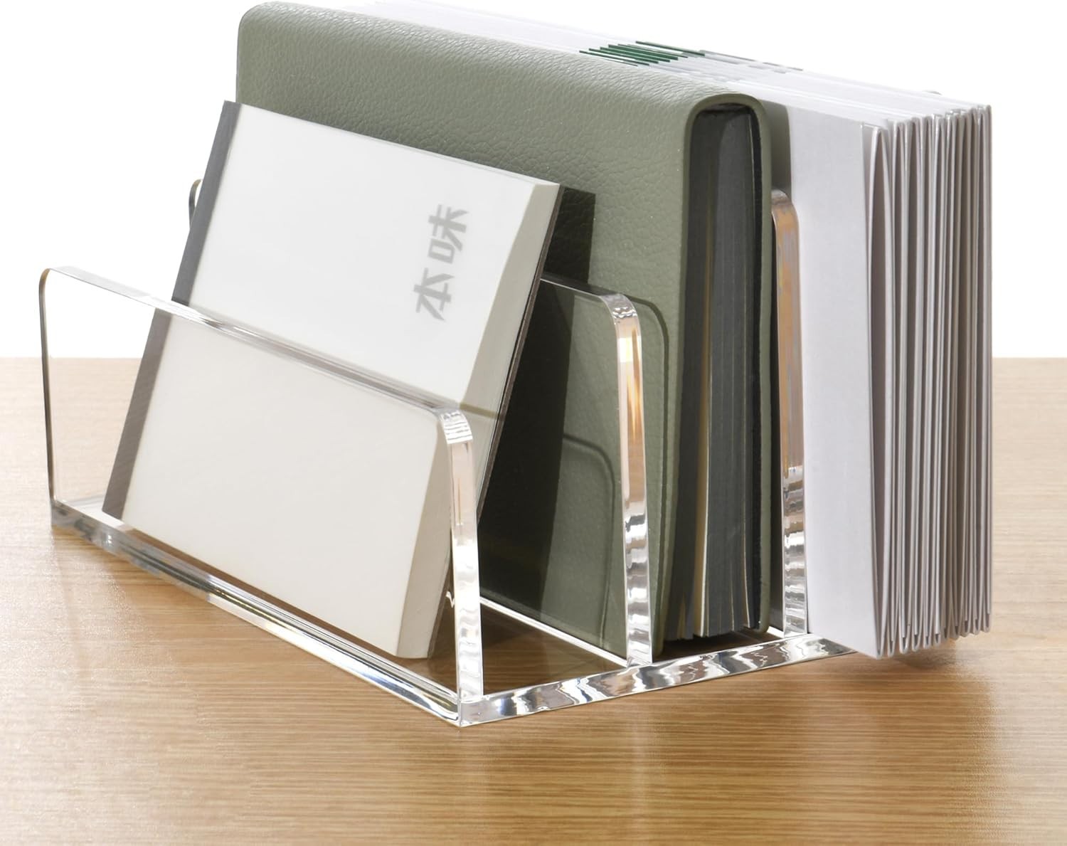 Space-Saving Acrylic Mail Organizer with 3 Vertical Compartments for Easy Access