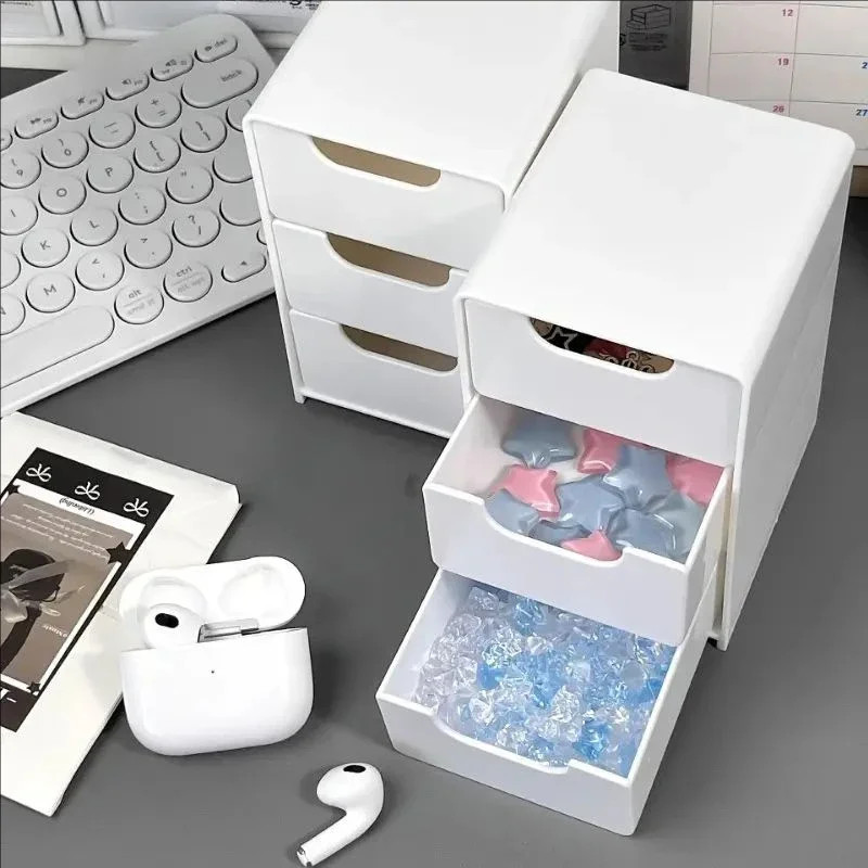 1Pc 3Tier Desktop Organizer with Drawers, Plastic Storage Box for Stationery/Sch