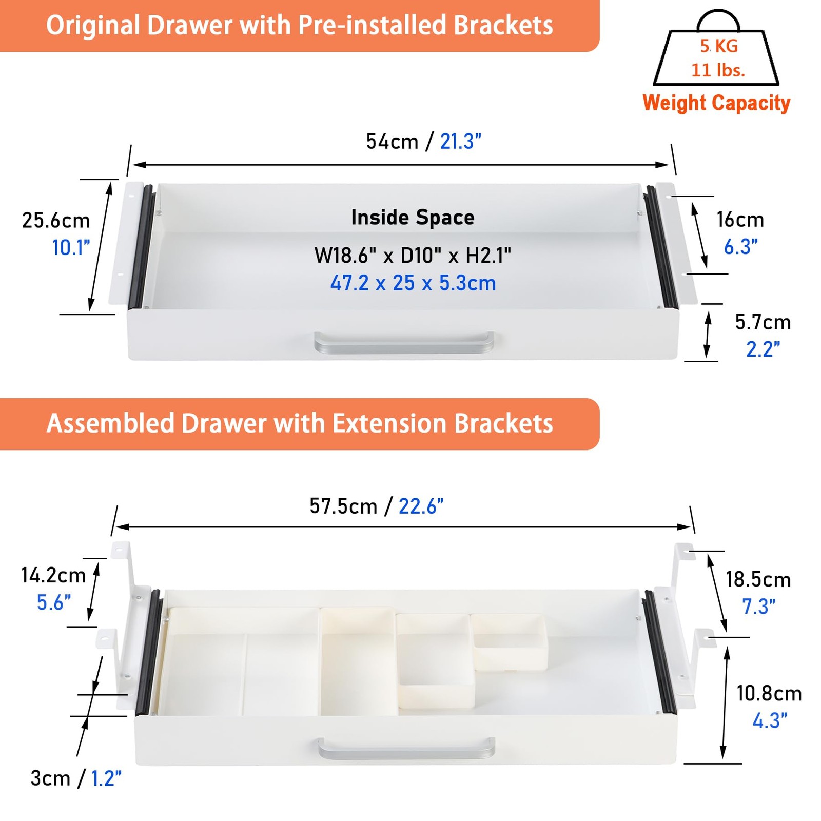 Osteed Under Desk Drawer White 21 4 Divider Trays Under Shelf Pencil Drawer