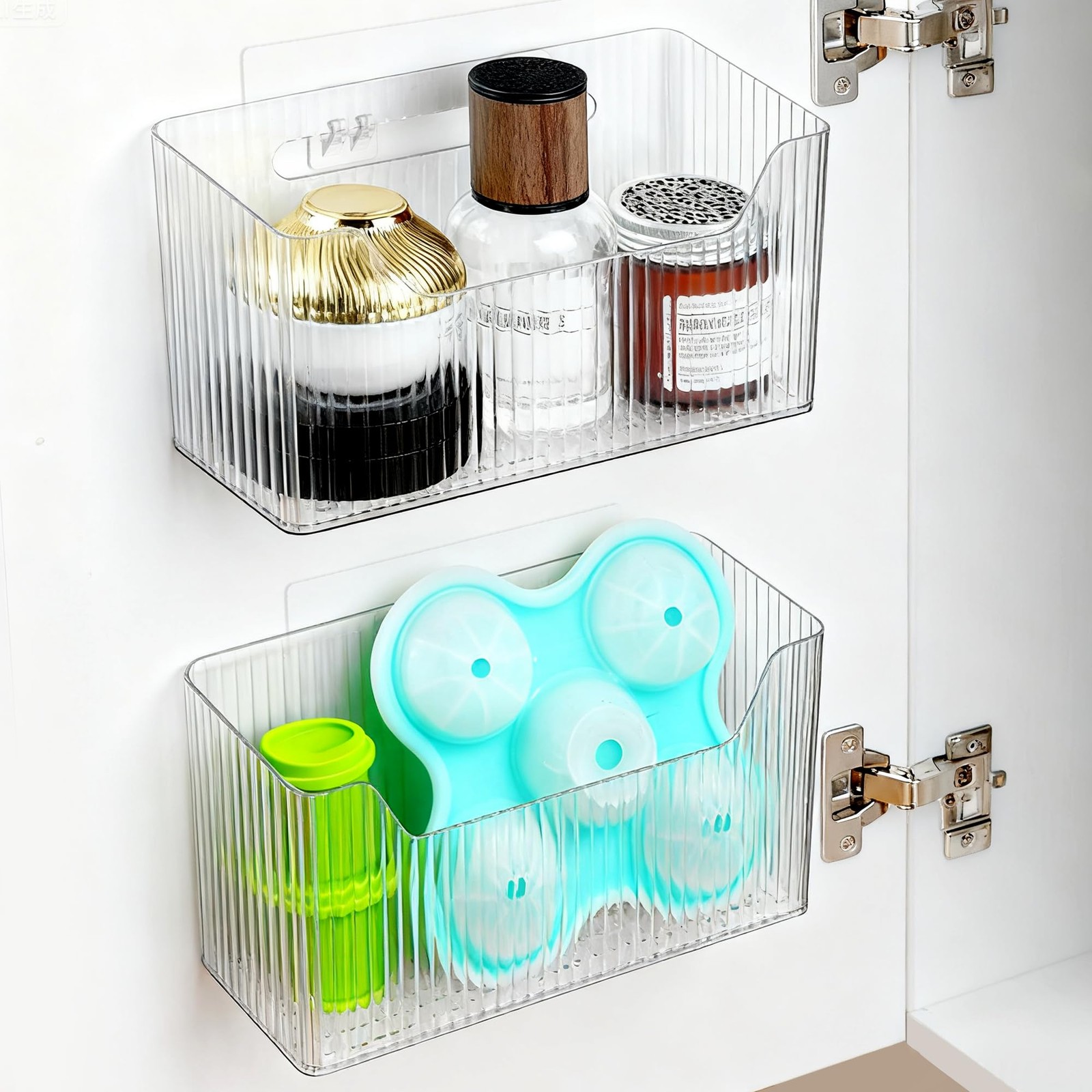 MZYIWUU 2 Pack Cabinet Door Organizer, Adhesive Wall Mounted Transparent