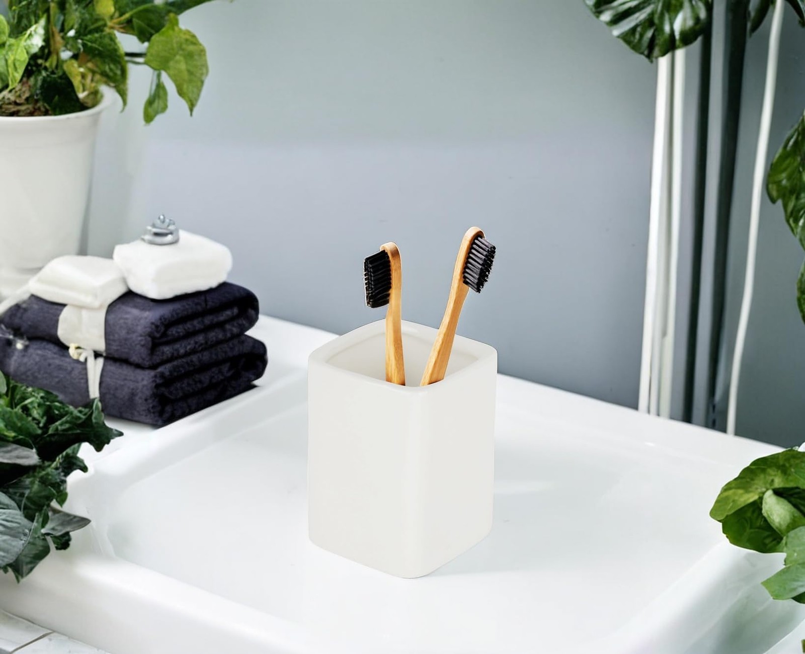 Square Ceramics Desk Pencil Holder With Metal Frame, Suitable for Offices and…