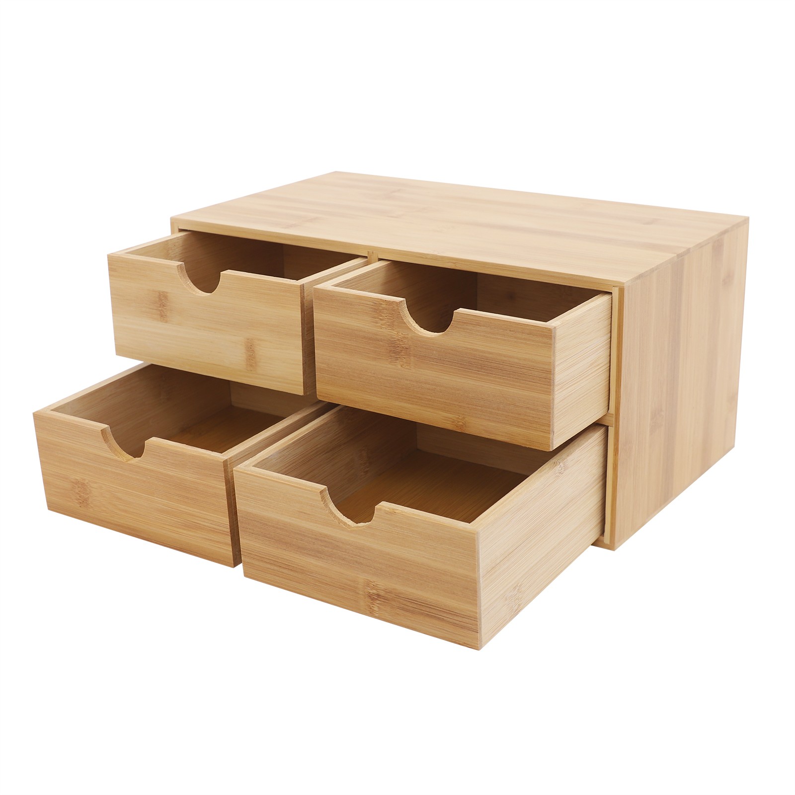 Bamboo Desk Organizer with 4 Drawers, Office Tabletop Storage Organization Box