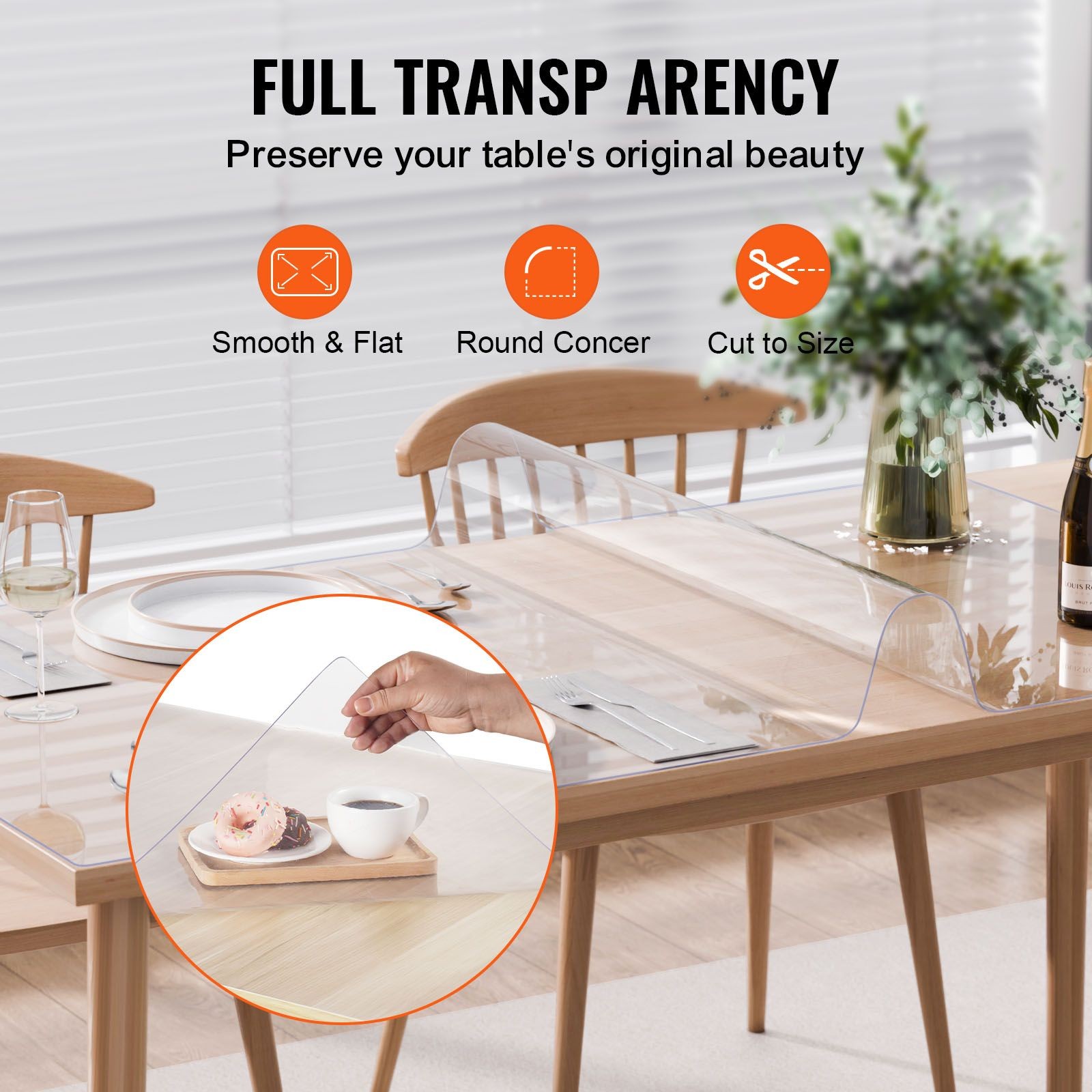 Plastic Table Cover, 36 x 48 Inch 1.5 mm Thick Clear Table Protector, Rectangle