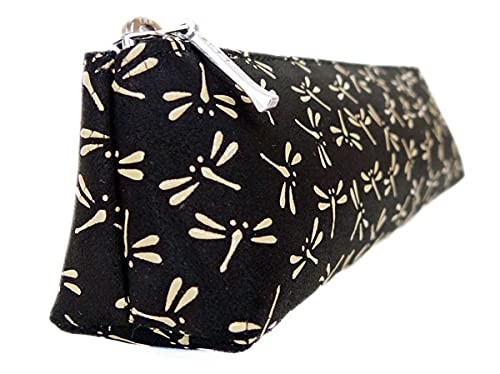 Inden-ya Deerskin Pen Case Dragonfly Lacquer Black Made in Japan