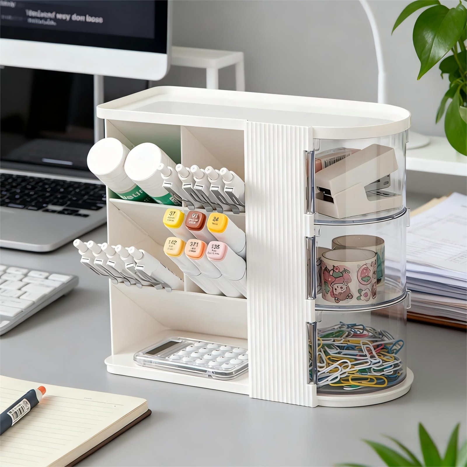 AevumTech Desk Organizer with Pen Pencil Holder for Desk, White
