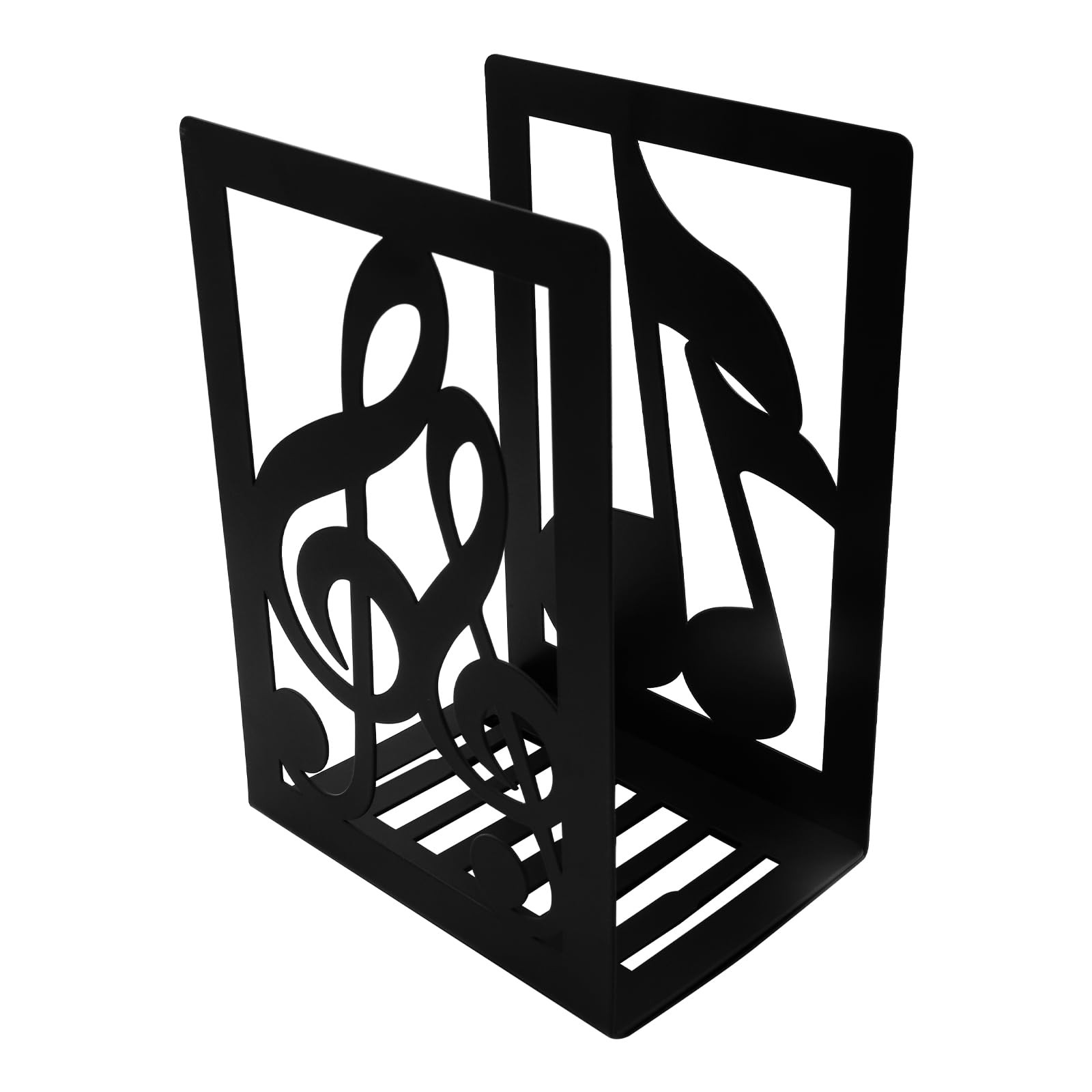 1 Pair Black Book Ends Musical Note Modern Bookends for Shelves,Metal