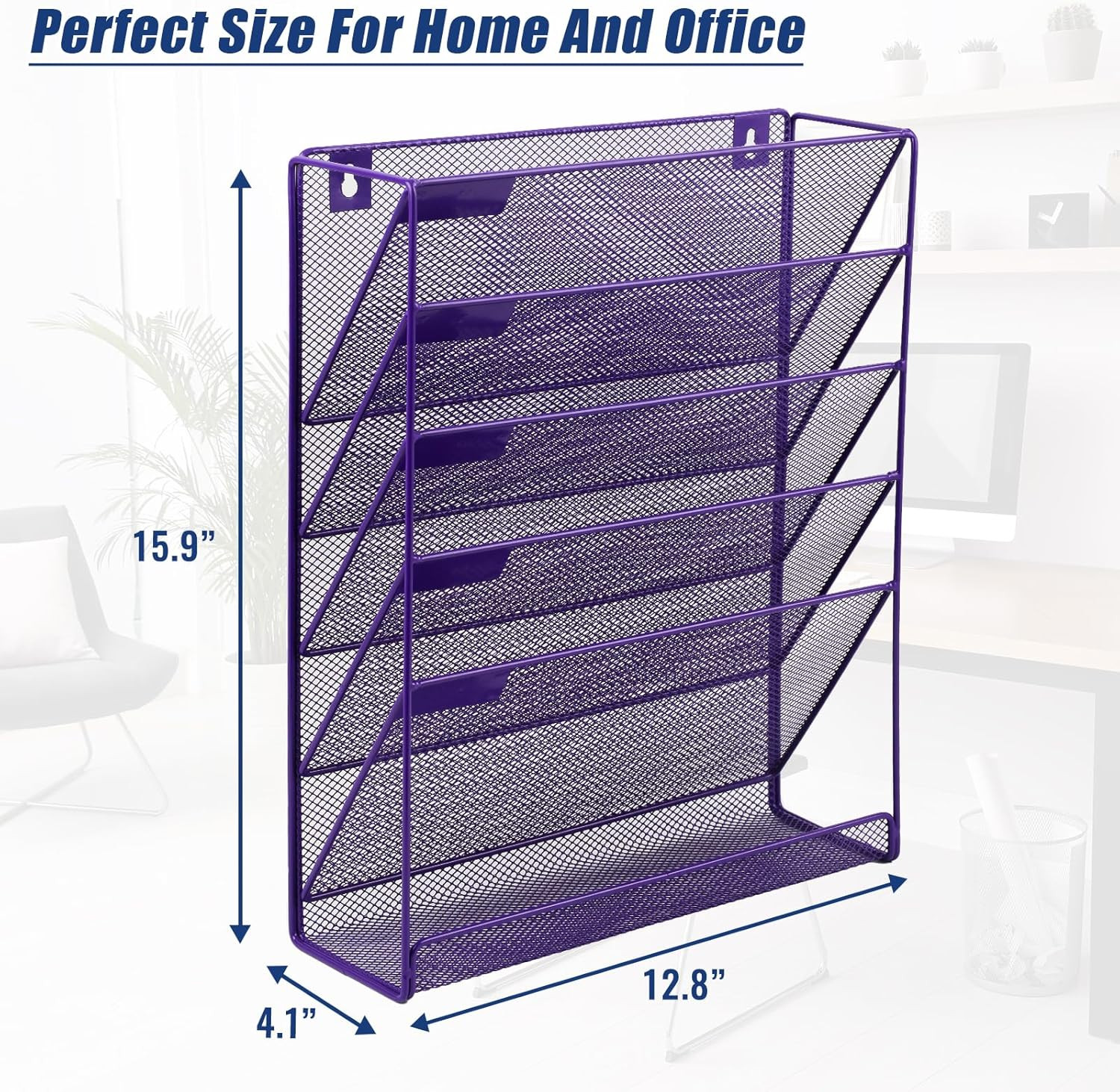 Desk File Organizer Mesh 6-Tier, Hanging Wall Mount Document Organization Stand,