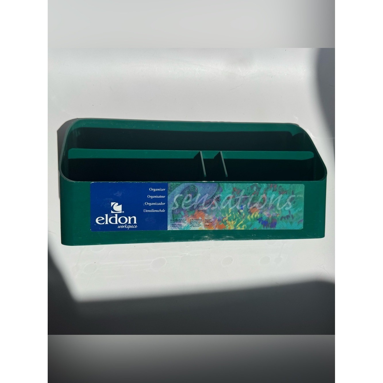 VTG 80s Eldon Desk Organizer Forest Green Acrylic Wall Option New! Office Work