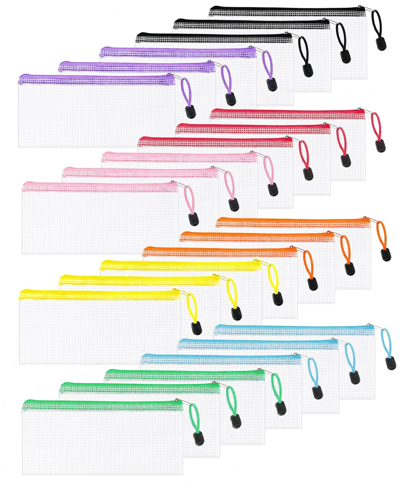 24 Pcs Lightweight Zipper Mesh Pouch Bags, Portable Clear Plastic A6 Storage …