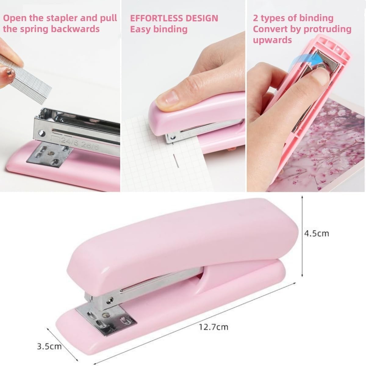 15 PCS Pink Desk Accessories 360 Pen Holder Stapler Tape Dispenser Clips Kit