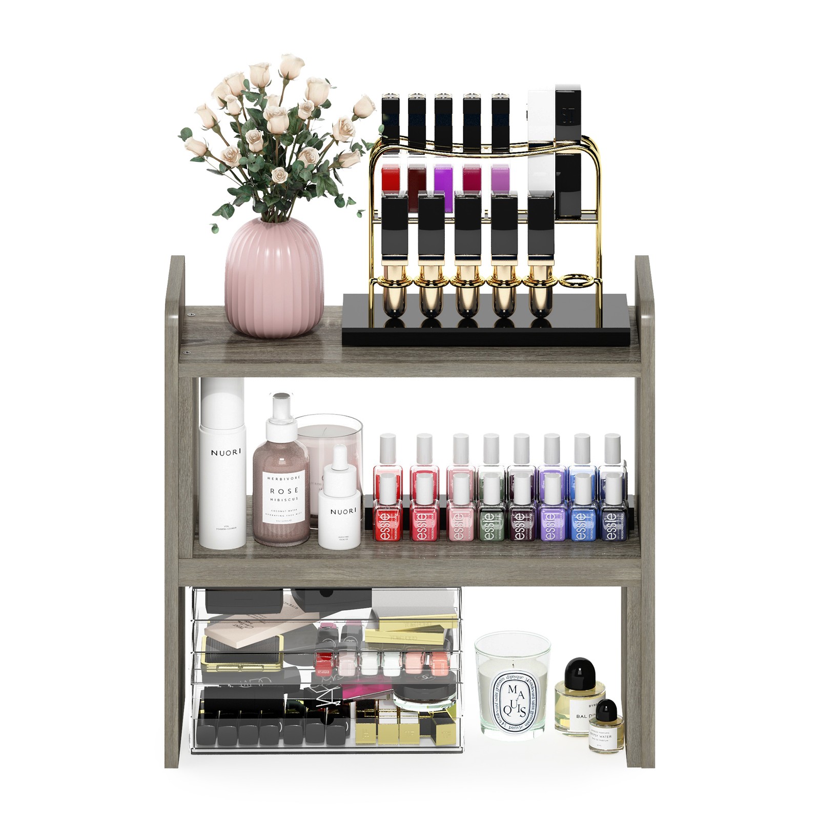 Furinno Classic Desk Top Organizer Bookshelf in French Oak