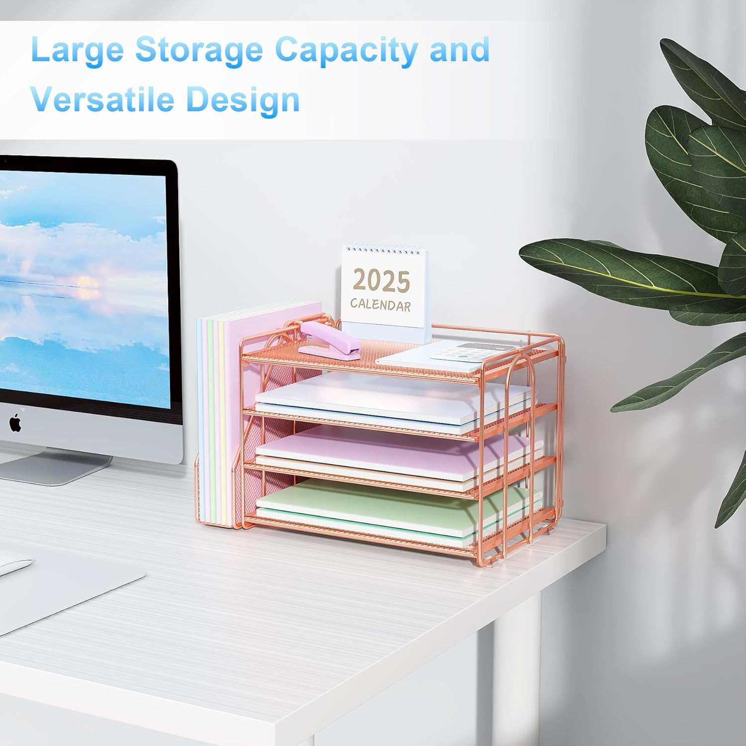 Desk Organizers and Accessories, Paper Organizer for Desk with File Organizer, D