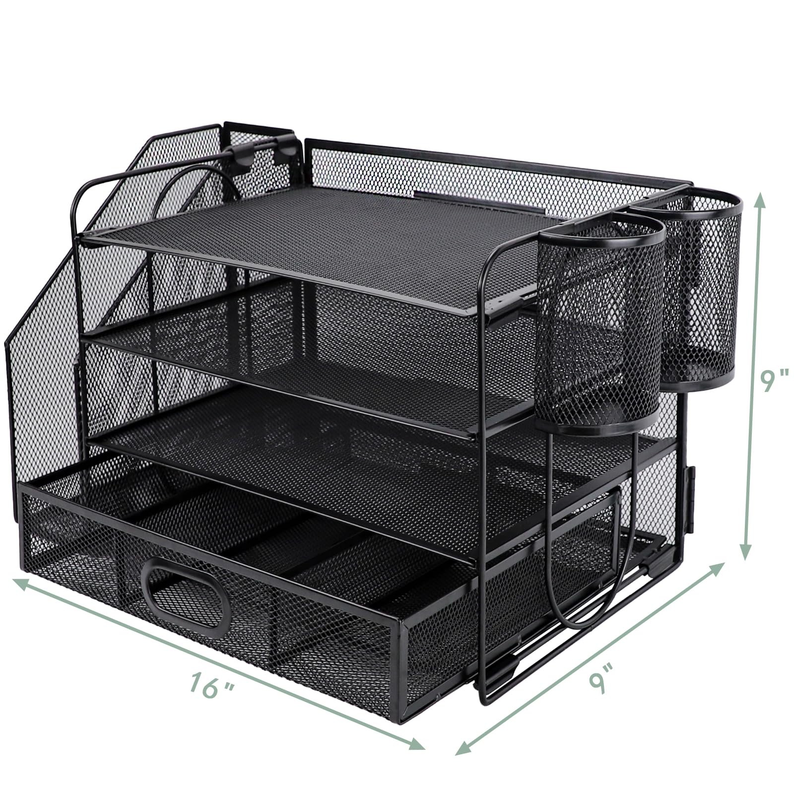 Black 4 Tier Desk File Organizer Vertical Sorter Paper Letter Tray Drawer