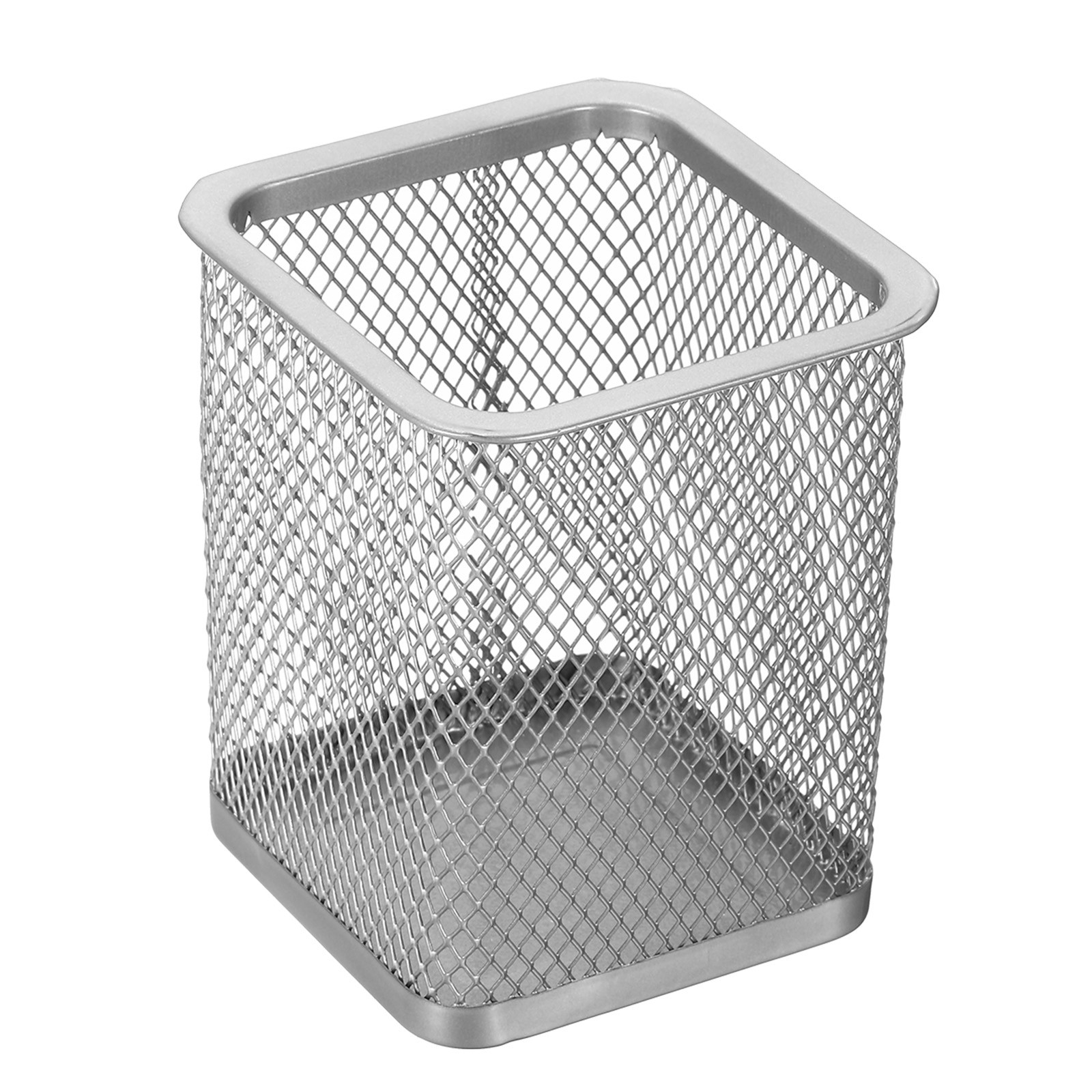1 x Mesh Pen Holder Pencil Holder Pencil Basket Pen Cup Organizer Square, Silver