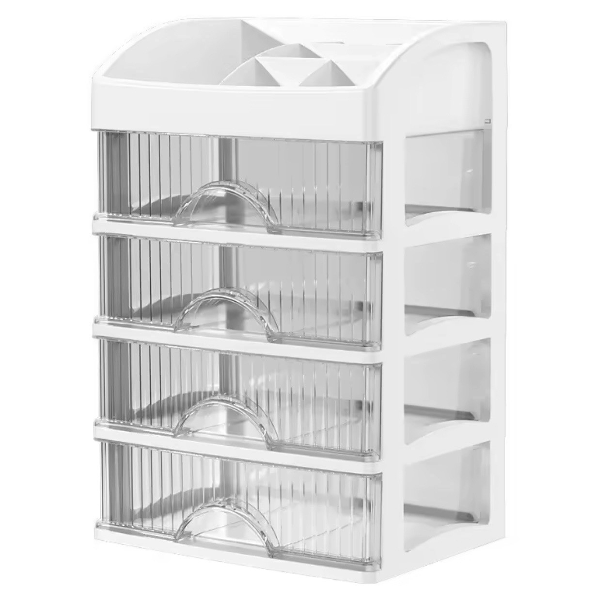 china Plastic Desktop Organizer Storage Box w/ 4 Clear Pull-Out Drawers