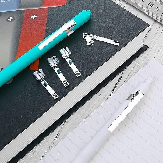 20 Pcs Metal Pencil Clips Slide On Pencil Pocket Pen Holder Clips for Notebook