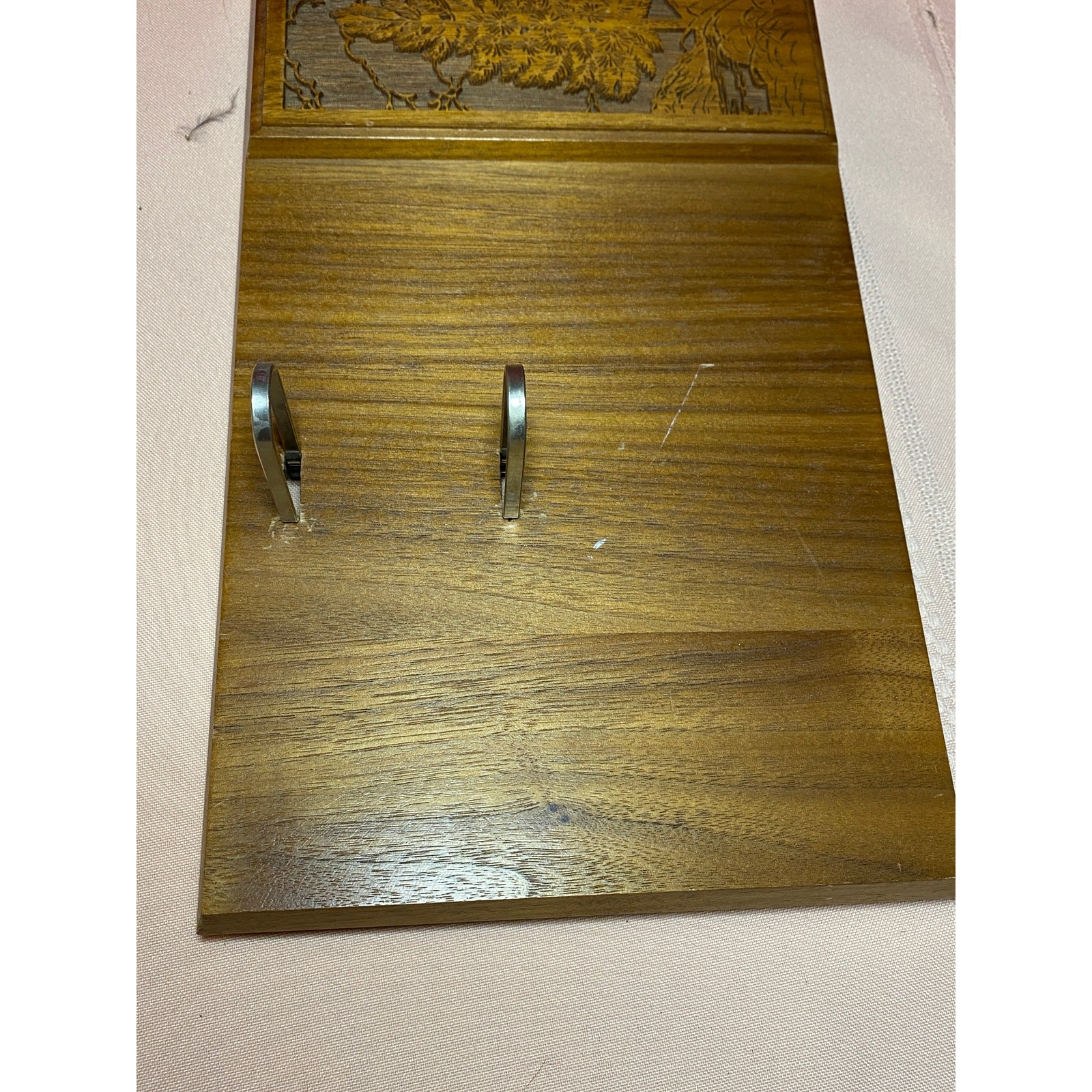 Lasercraft, USA Desktop Organizer Valet Mail Phone Wallet Holder Pine Tree GUC