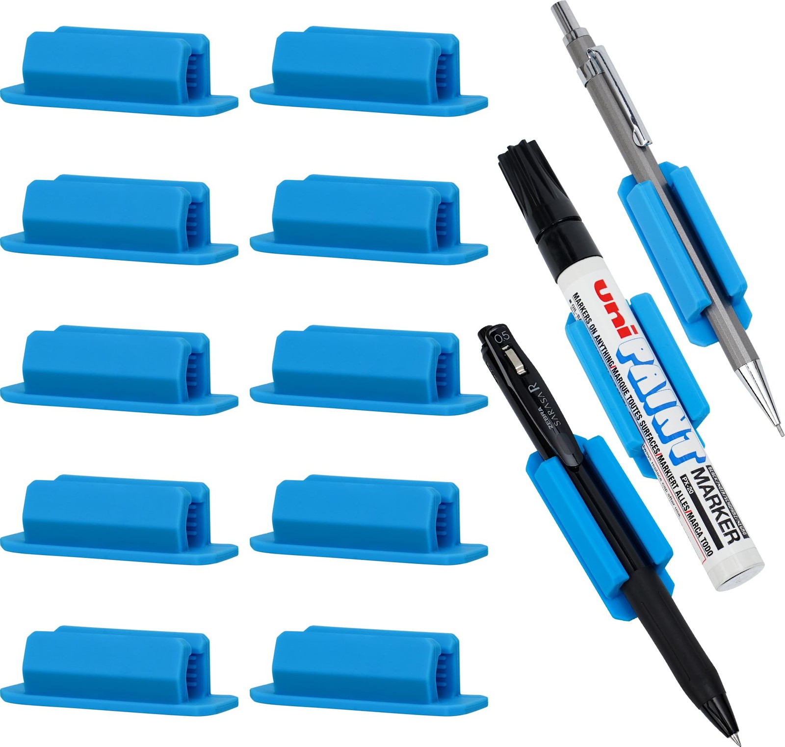 10 Pcs Adhesive Silicone Pencil Holders Flexible Pen Grips Clip for Desk Wall