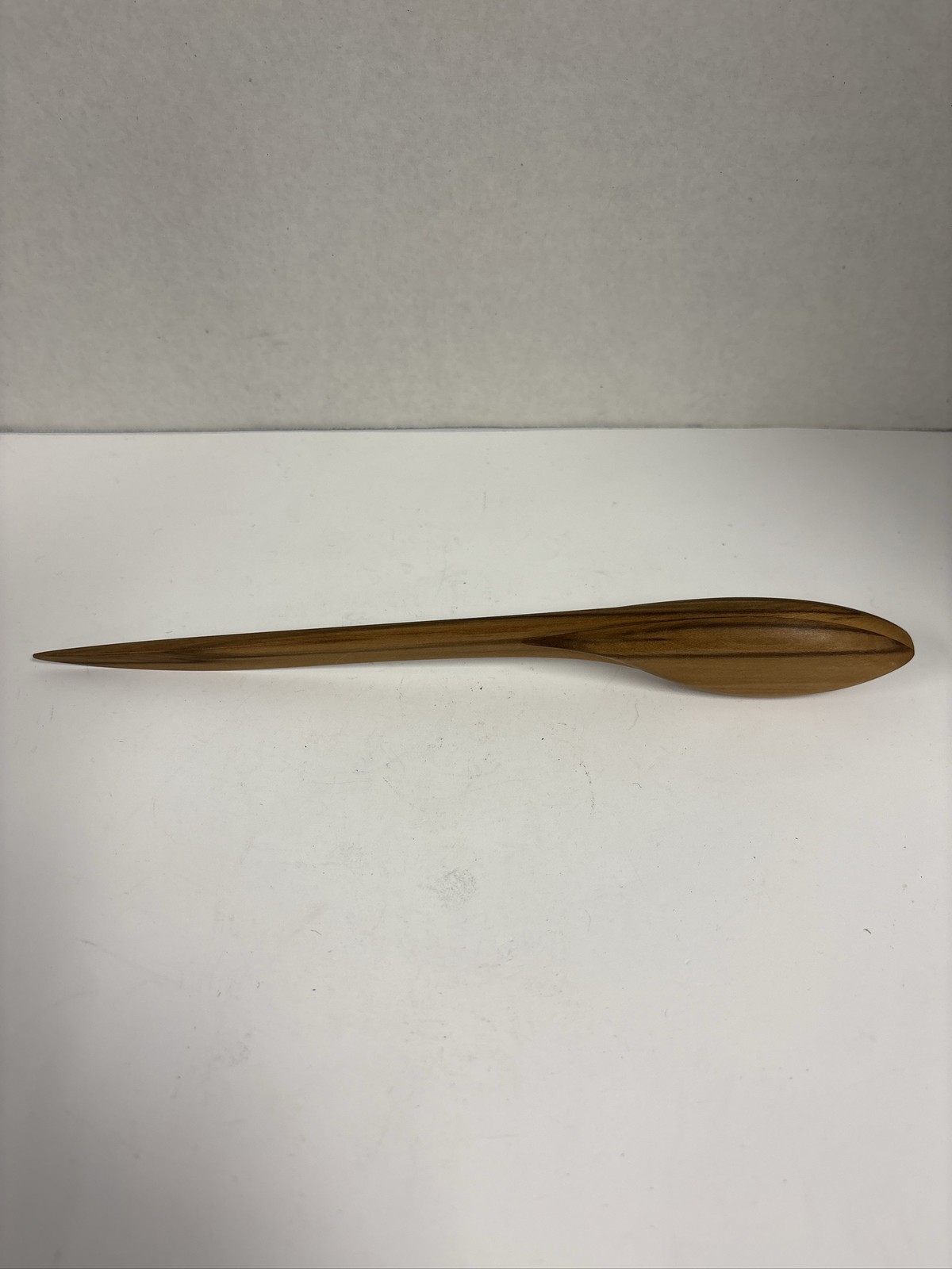 Mid Century Style Teak Wood Letter Holder Desk Organizer Sculptural