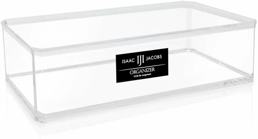 Isaac Jacobs Clear Acrylic Rectangular Stackable Storage Organizer, Drawer Tray