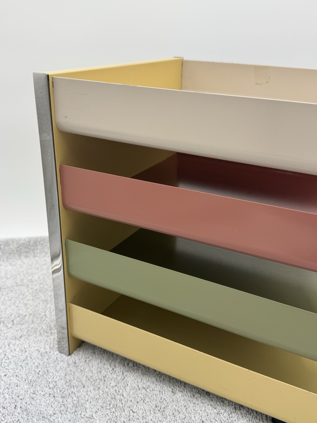 Vintage Mid Century MCM Mosler Harbor Heavy Metal Desk Paper Organizer 4 Shelf