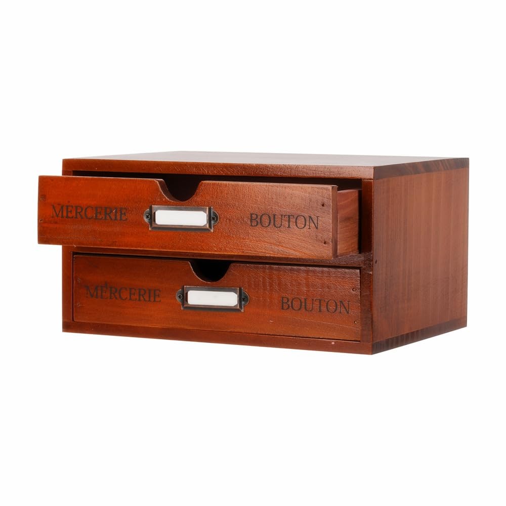 PACKGILO Wooden Storage Box Rustic Desktop Organizer SMALL, BROWN-SMALL02