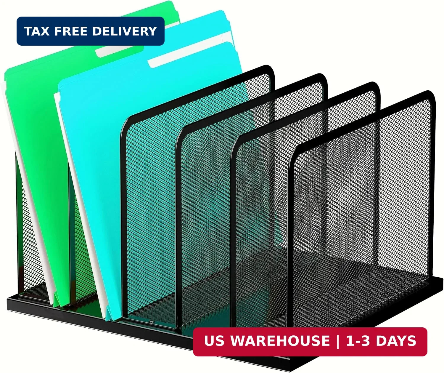 Kuntine.B Desk File Organizer Upright Mesh Desktop Organizer File Sorter Office