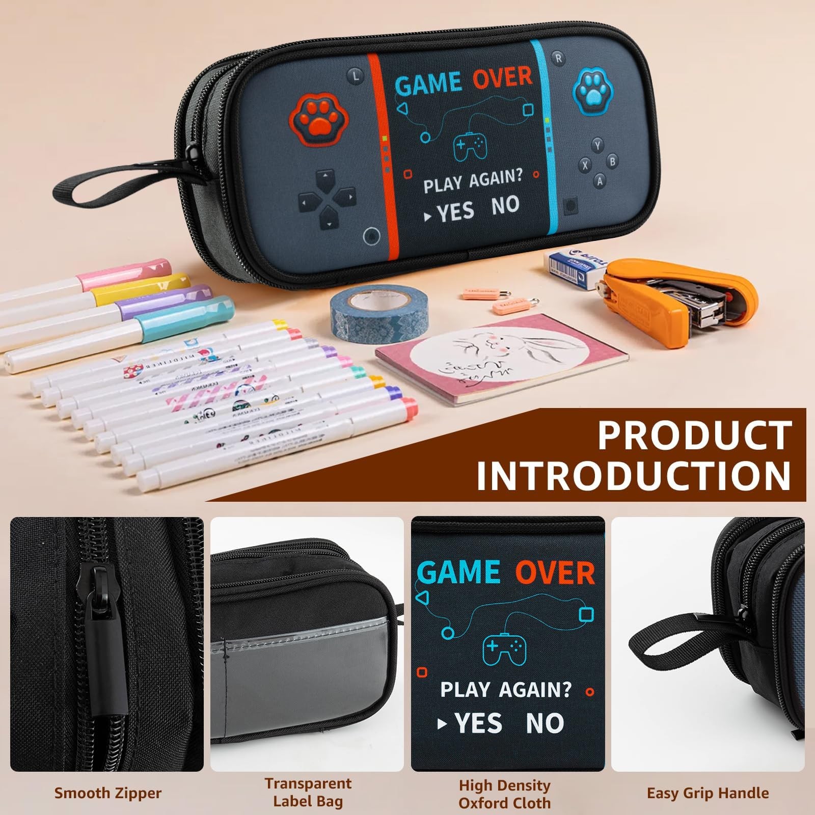 Easozoom Large Game Controller Pencil Case for Teen Boy Kid Capacity Pen Box …