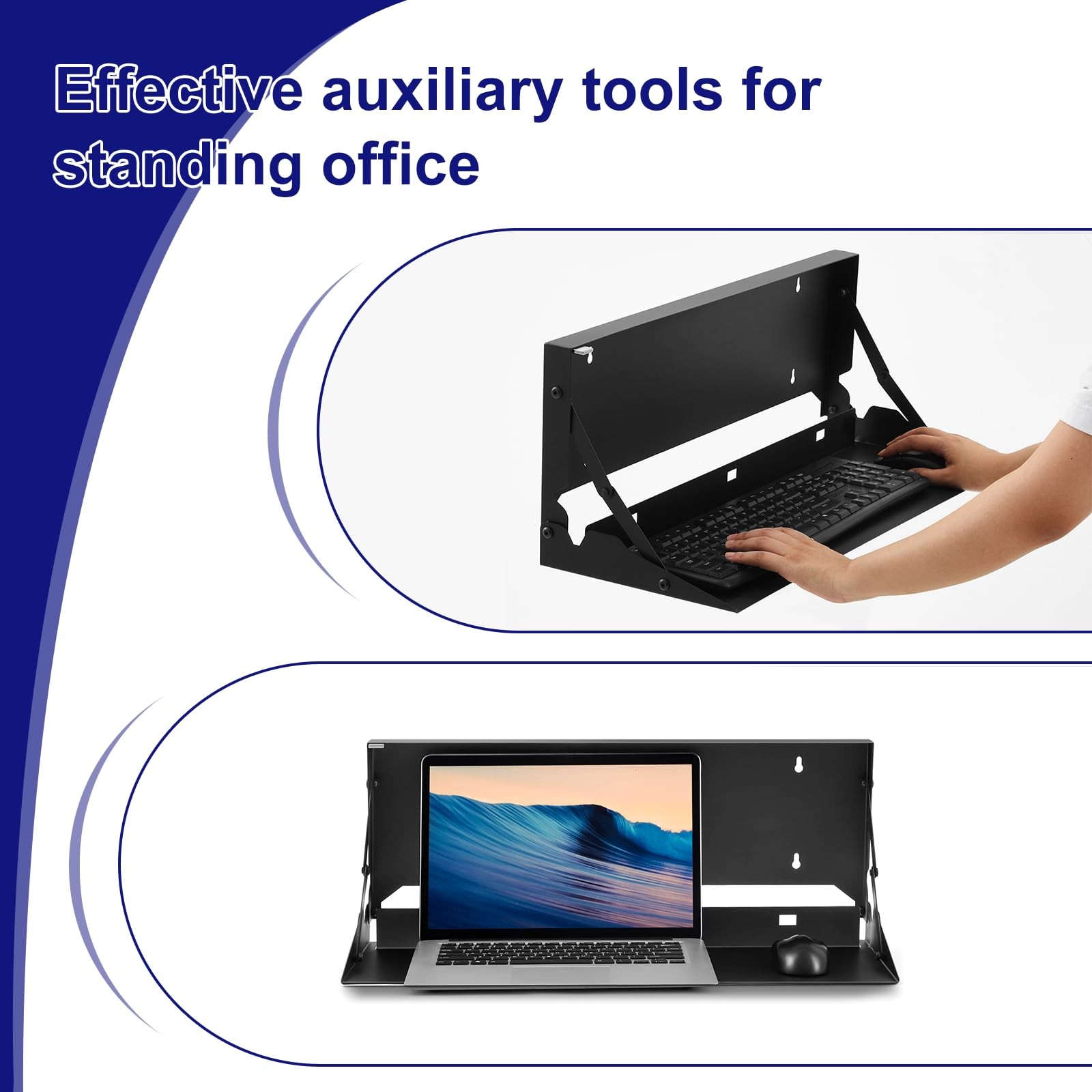 Otoolling 1 Pcs 24 Inch Keyboard Wall Mount Foldable Fits Standard Black