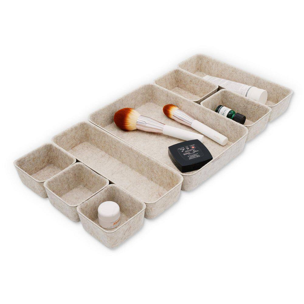 Oatmeal 10.6 In. X 7.5 In. Recycled Felt Scandin.Avian Style Desk Drawer Organiz