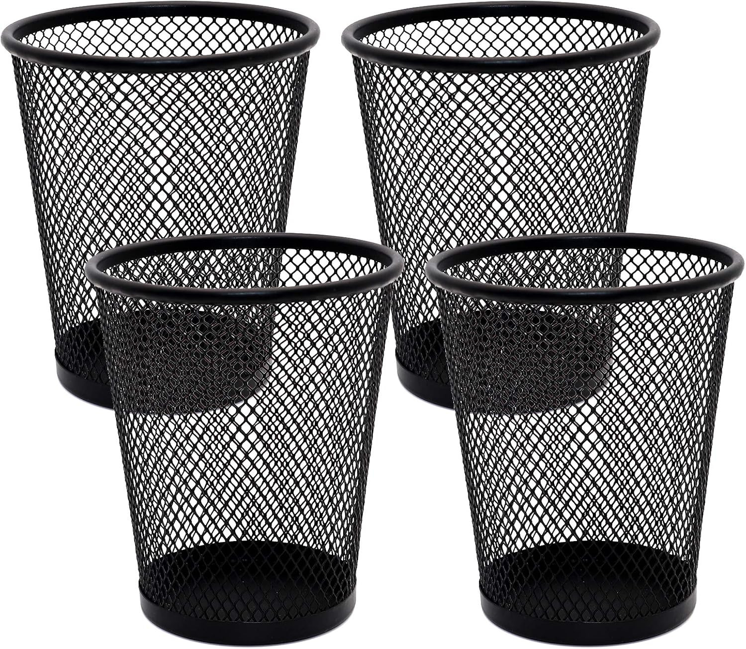 4 Pack Pen Holder Metal Mesh Pencil Holders round Shaped Pen Holders for Desk Of