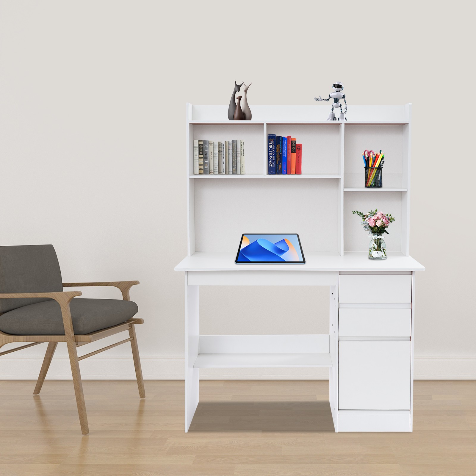 Home Office Desk, Modern Computer Desk, Rectangular Wood Office Desk