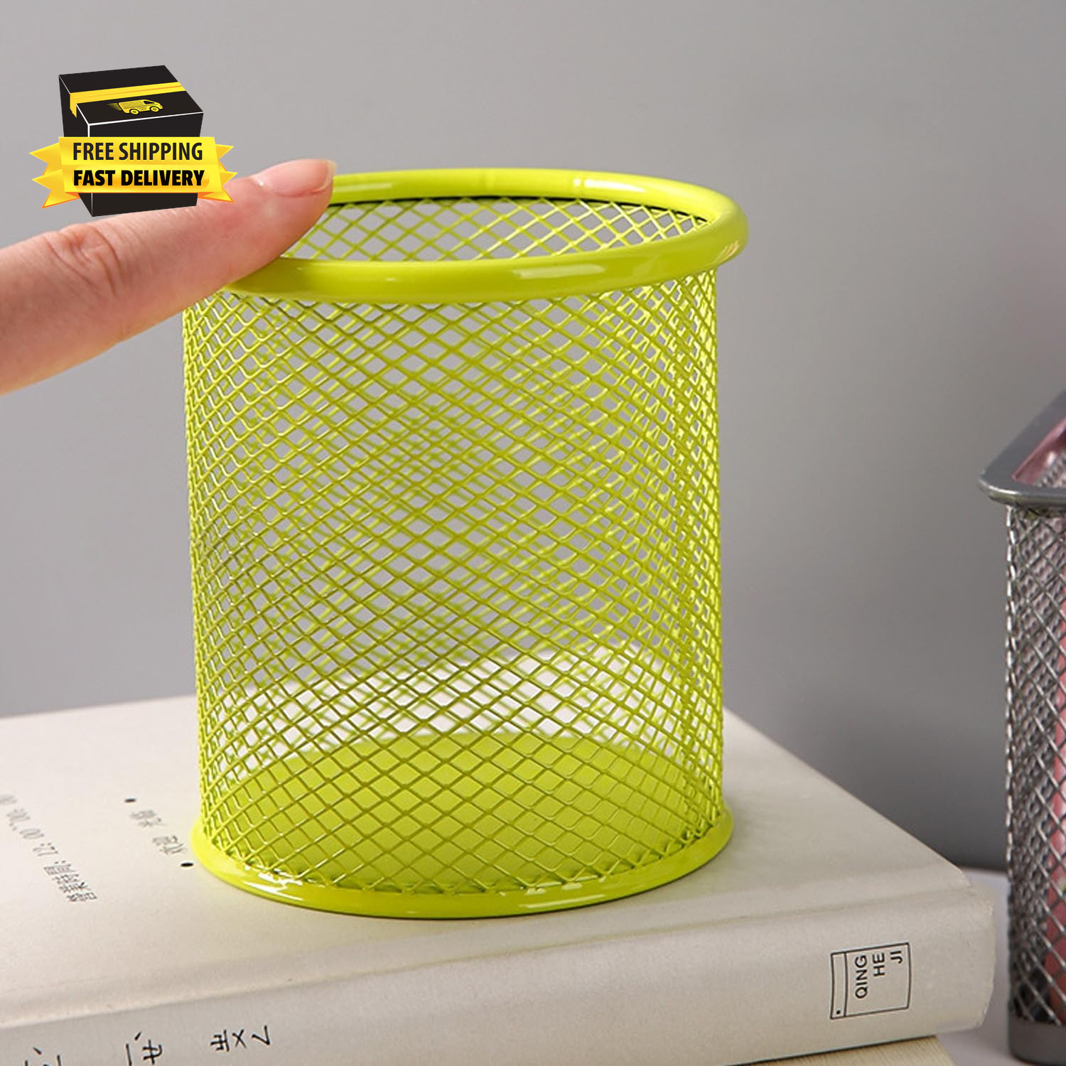 Pen Holder Pencil Organizer Mesh Cup Marker Tape Clip Scissors Container for Off