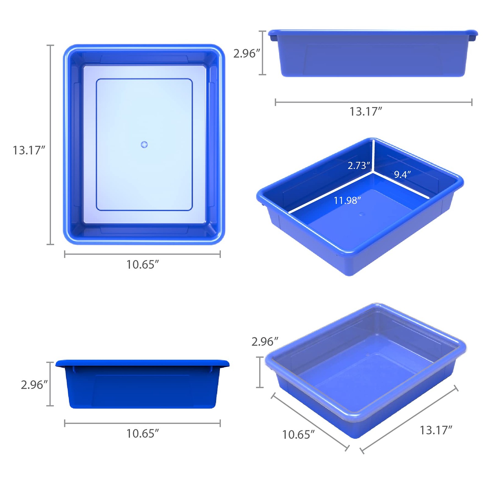 Letter Size Flat Storage Tray – Organizer Bin for Classroom, Office and Home,…