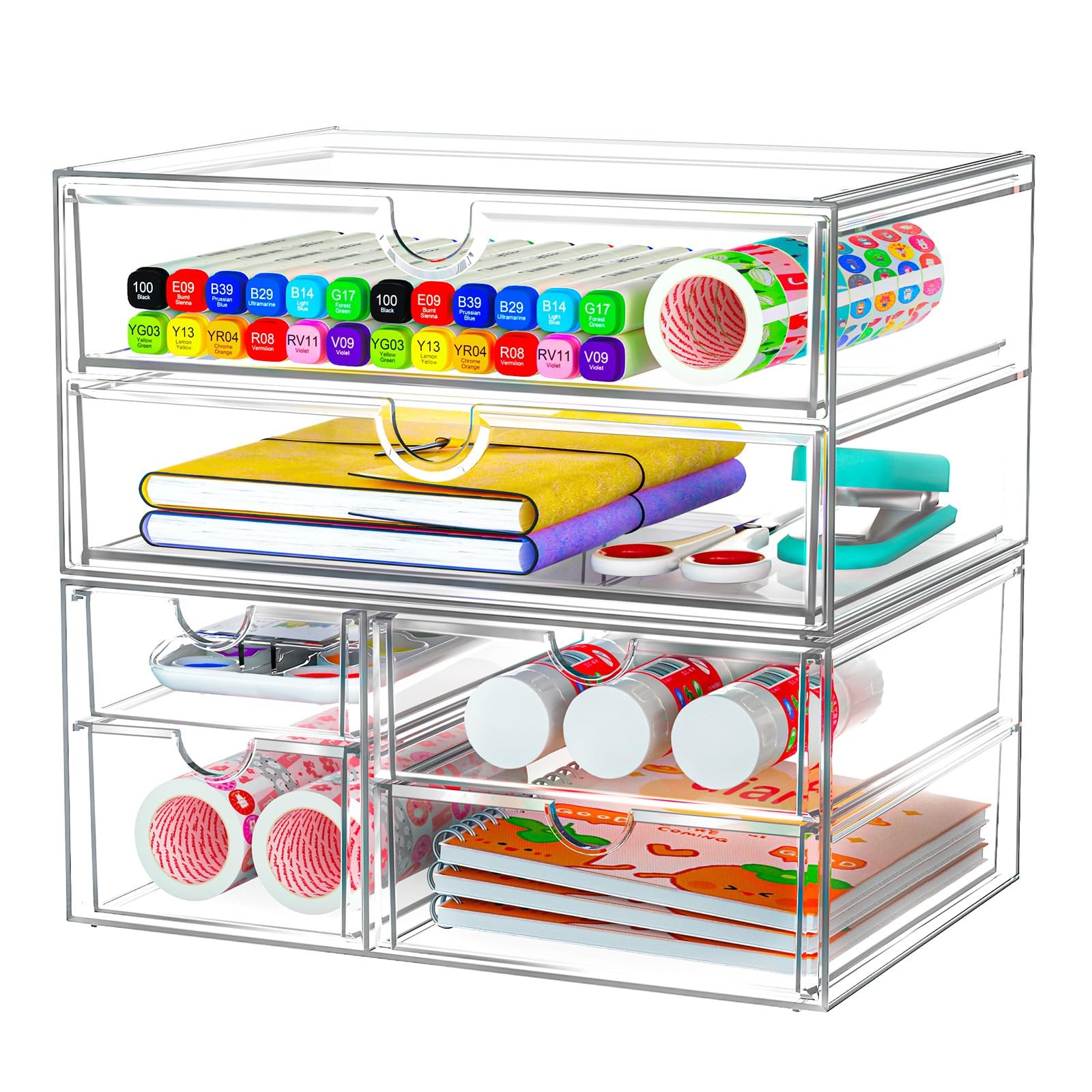 ARSTPEOE Acrylic Organizer with 6 Drawers, Bathroom Counter Organizer, Makeup…