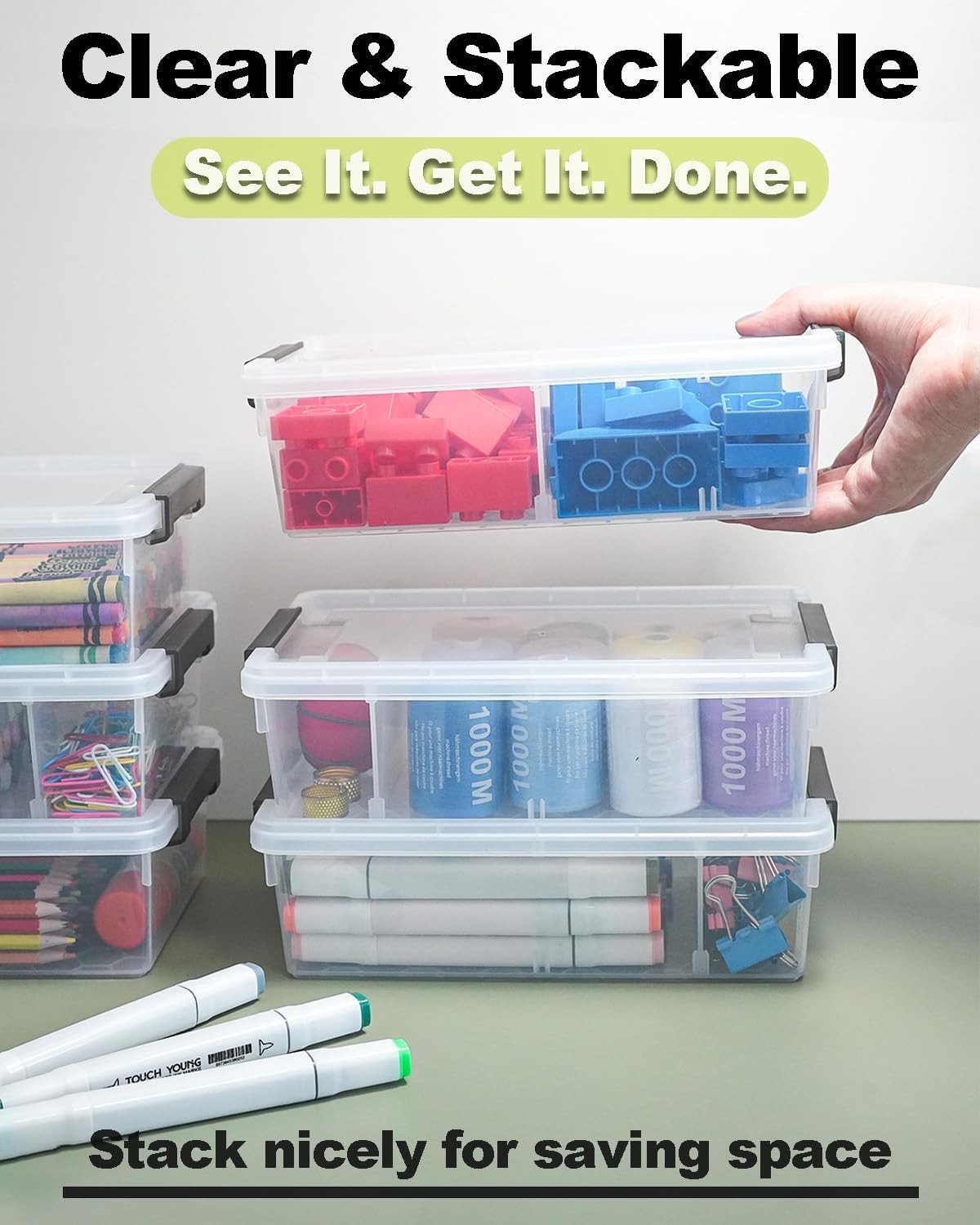 GEOPHIA 6 Pack Extra Large Pencil Box with Removable Divider, Thickened Penci…