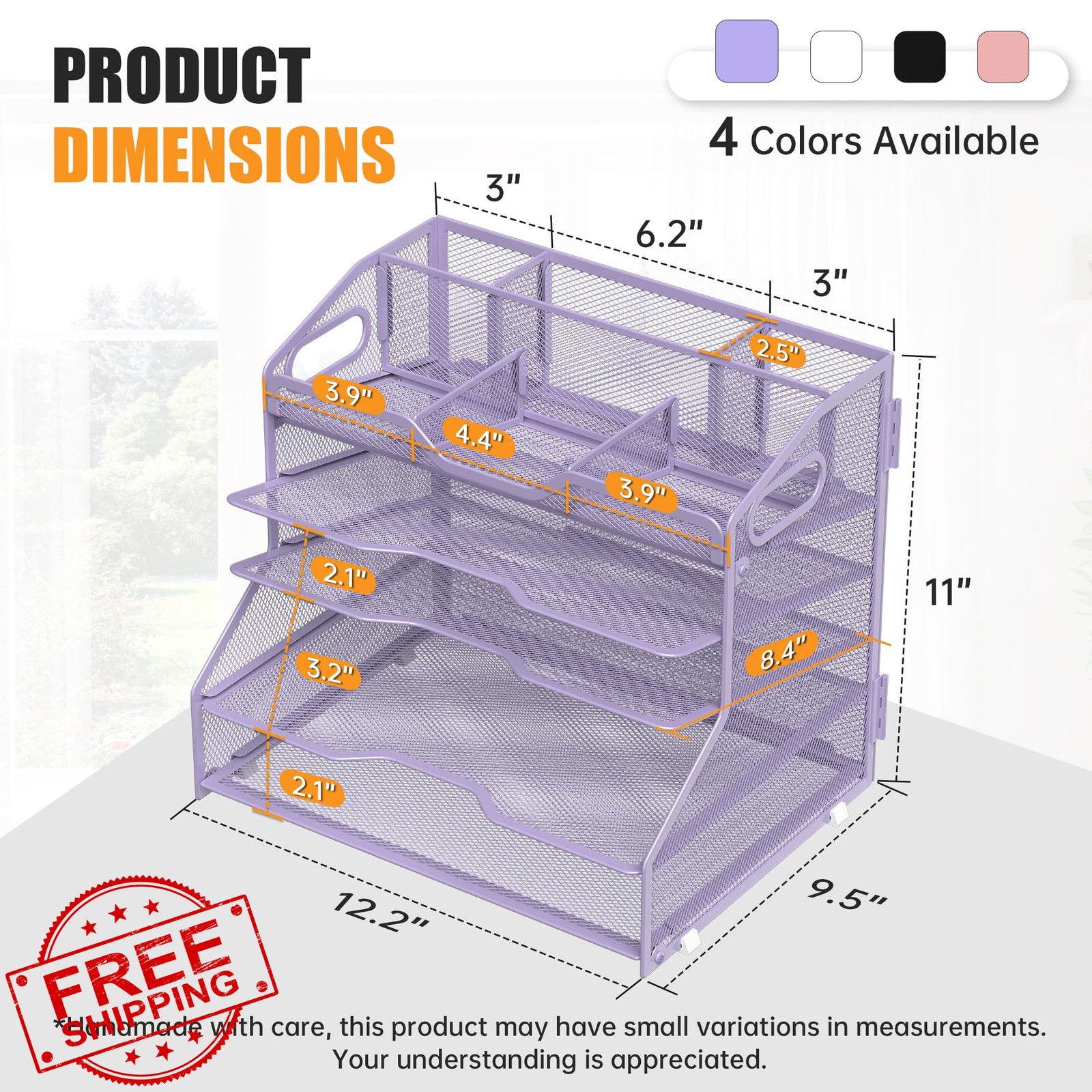 YINGHUA Purple 5 Tier Paper Tray Organizer